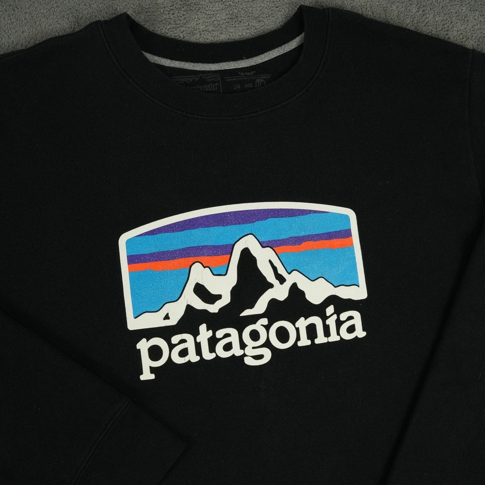 Patagonia Fitz Roy Horizons Uprisal Crew Sweatshirt Mens XL Black Graphic 39626